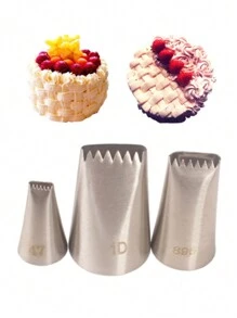 3pcs Stainless Steel Piping Nozzle - Silver - View 1