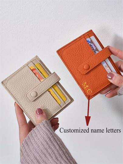 [Personalizado] Bolso de tarjeta de mujer de cuero sintético ultradelgado y de alta gama con personalización de letra de nombre, billetera mini, portador de licencia de conducir, simple y compacto, bolsa de identificación, portador de tarjeta, vintage, casual, hipster, dinero antiguo, elegante, lindo, personalizado, único, regalos ideales para él, regalos ideales para ella, útiles escolares, para adolescentes, estudiantes de secundaria, estudiantes universitarios, estudiantes de primer año, estudiantes de segundo año, estudiantes de grado inferior, accesorios de ropa, otoño elegante, novio, novia, familia, amigos]
