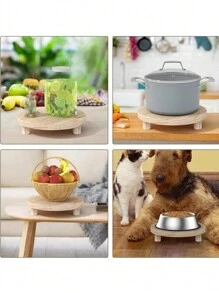 1 st/set Rund träbricka Multifunktionell träljusfot Kök Fruktbricka Fot Badrum Förvaringsbricka, Jul - 1 st - Visa 9