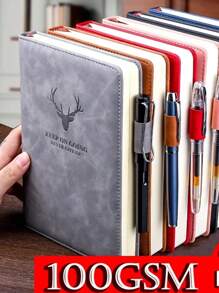 A5 Soft Leather Notebook 360 Pages Retro Notebook For Diary - Xám - Xem 2