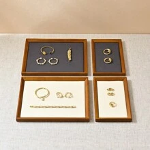 Oirlv 复古实木珠宝戒指首饰展示收纳盒托盘架耳环首饰收纳盒展示柜抽屉 - 實木盤 - 查看 3
