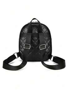 1 pieza Mochila de piel sintética (PU) para niñas, mochila pequeña casual de viaje con acolchado acolchado y estampado, cierre con cremallera, opción de regalo ideal para exteriores, compras, todo el año - A - Ver 8