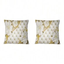 2 sztuki luksusowych poszewek na poduszki z wzorem retro kwiatowym, krótka pluszowa tkanina, odpowiednia do salonu i sypialni, sofa i krzesło, rozmiar: 45x45 cm (wkład poduszki nie jest dołączony)