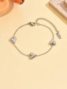 1pc Retro Minimalist Heart Chain Bracelet, Simple & Versatile For Daily Wear Valentines,Mom,Mother,Mother's Day,Gift - Gold - View 14