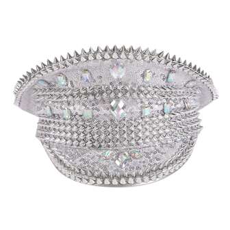 Pălărie de căpitan cu paiete de mireasă cu sclipici Pălărie de căpitan cu paiete Pălărie de căpitan pentru petrecere rave Pălărie de festival de muzică Excelent pentru carnaval, Mardi Gras, burlac și petreceri tematice