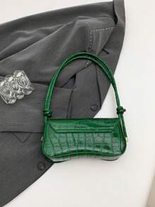New Minimalist Small Square Bag, Unique Design Solid Color Purse Women, Vintage Shoulder Underarm Bag - Green - View 10