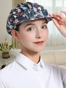 1pc Floral Printed Polyester Hair Band, Soft, Sweat-Absorbent, Dustproof, Adjustable, Breathable, , Washable, Oil-Resistant, Non-Pilling, Well-Crafted, Suitable For Restaurant, Kitchen, Workshop, Travel, Fashion, Work