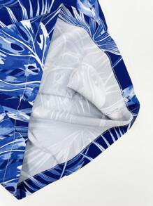 Men's 3D Printed, Drawstring Waist Summer Beach/Swimming Trunks, Suitable For Summer Vacation/Beach/Pool,Hawaiian - Blue and White - View 7