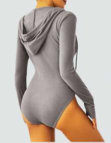 Body manga Larga Con Capucha Y Cierre Frontal Ajustable | Tobago - Gris - Ver 2