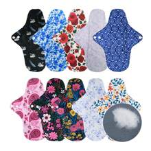 10Pack Reusable Waterproof AWJ Mesh Liner Cool Washable Menstrual Pads Sets-Panty Liner Regular Flow Heavy Flow