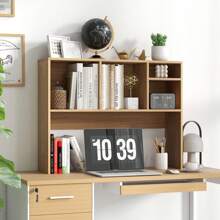 Computer Desktop Bookcase Countertop Storage Bookshelf With 4 Cubbies - Khaki - View 8