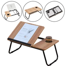 Folding Laptop Table Bed Tray Sofa Lap Portable Computer Desk Stand Breakfast UK - Walnut - View 1