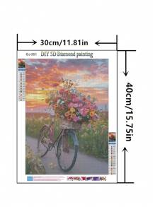 1 bức tranh kim cương DIY - Trang trí nhà phong cảnh xe đạp, khoan đầy đủ, 11,8 * 15,7in - Nhiều màu - Xem 2
