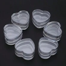 20PCS Plastic Heart Shape Empty Bottle Cosmetic Jar Lip Balm Cream Pot Jar Box Container Travel Refillable Bottles Set Home Bathroom Decor