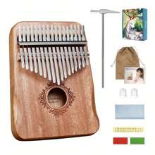 Kalimba de 17 teclas - Piano de pulgar - Mbira - Madera sólida portátil con bolso de transporte e instrucciones para amigos y familia