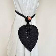Handmade Woven Leaf Curtain Tie Backs, Boho Style Tasseled Curtain Tie Backs - Multicolor - View 12
