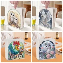 1pc/Set DIY Animals Diamond Art Tissue Holder -Owls, Bird, Chicken Pattern Designs Crystal Rhinestones Diamond Painting Napkin Holder Size