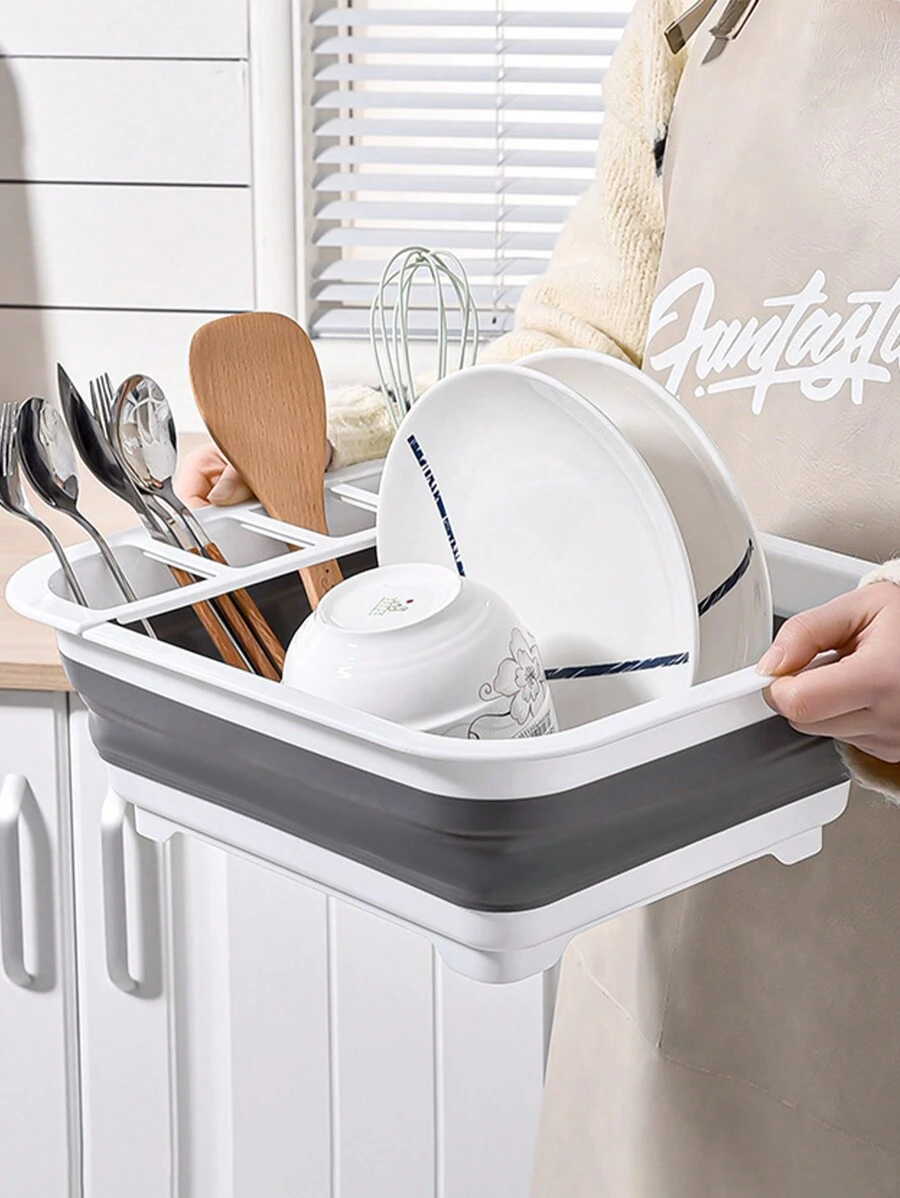 1/2pcs Folding Cutlery Drain Rack, Portable Dish Rack, Kitchen Multifunctional Storage Rack, Drain Basket, Kitchen Accessories, Suitable For Bowls, Chopsticks, Plates, Spoons, Forks, Water Cups, Kitchen Tool Organizer, Kitchen Decoration, Home Decoration, Restaurant Kitchen Storage Box