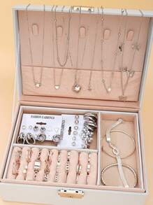 108pcs/83pcs/91pcs/81pcs/58pcs/53pcs Vintage Elegant Butterfly, Heart, Shell, Geometric C-Shaped Faux Pearl Necklace, Bracelet, Ring, Earring, Anklet Jewelry Set, Ideal Gift For Women, Birthday, Holiday, Party, Valentine's Day (No Box)