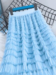 Temperament Knitted Skirt Layered Cake Skirt - Baby Blue - View 2