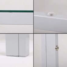 Glass Table And Chairs Set 2, 75cm Square Table With 2 Faux Leather High Back Chairs Modern Dining Room Sets For Home Kitchen Office - Grey - View 6