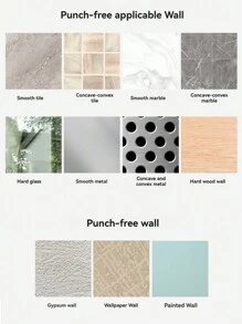 1/2 kệ đựng đồ có thể kéo dài, kệ treo tường phòng tắm, giá đựng đồ dùng nhà tắm, kệ đựng đồ và trưng bày phòng tắm dày dặn màu trắng, không cần khoan, có keo dán. - Nhiều màu - Xem 8