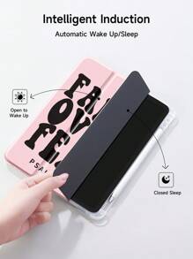 1pc Belief Over Fear Slogan Graphic Tablet Protective Case, Compatible With IPad 10.2 Inch, IPad Pro 2021/2020, IPad 9th/10th Gen, Galaxy Tab A8 10.5 Inch 2022, Matepad 10.4/Tab, Shockproof, Pencil Slot, Sleep/Wake Support