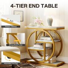 LITTLE TREE 4-Tier End Table With Storage Shelf, Narrow Side Table Accent Table Bedside Table For Bedroom, Living Room, Small Place - 白色 - 查看 6