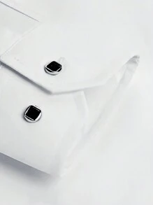 Men's Solid Color Front Button Rhinestone Decoration Formal Shirt - Breathable All-Season