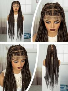 Full Lace Braided Wigs Knotless Box Braided Lace Wigs For Women With Baby Hair Synthetic Lace Front Colored Braiding Wigs