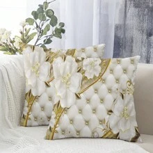 2 sztuki luksusowych poszewek na poduszki z wzorem retro kwiatowym, krótka pluszowa tkanina, odpowiednia do salonu i sypialni, sofa i krzesło, rozmiar: 45x45 cm (wkład poduszki nie jest dołączony)