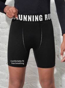 1 szt. Chłopięce spodenki sportowe Athleisure Letter Print odprowadzające wilgoć, szybkoschnące, oddychające, do jazdy na rowerze, biegania, ćwiczeń i fitnessu