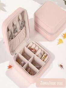 1 件 PU 简约珠宝收纳盒、耳环、耳钉、戒指小珠宝盒、创意便携式配件收纳盒