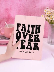 1pc Belief Over Fear Slogan Graphic Tablet Protective Case, Compatible With IPad 10.2 Inch, IPad Pro 2021/2020, IPad 9th/10th Gen, Galaxy Tab A8 10.5 Inch 2022, Matepad 10.4/Tab, Shockproof, Pencil Slot, Sleep/Wake Support
