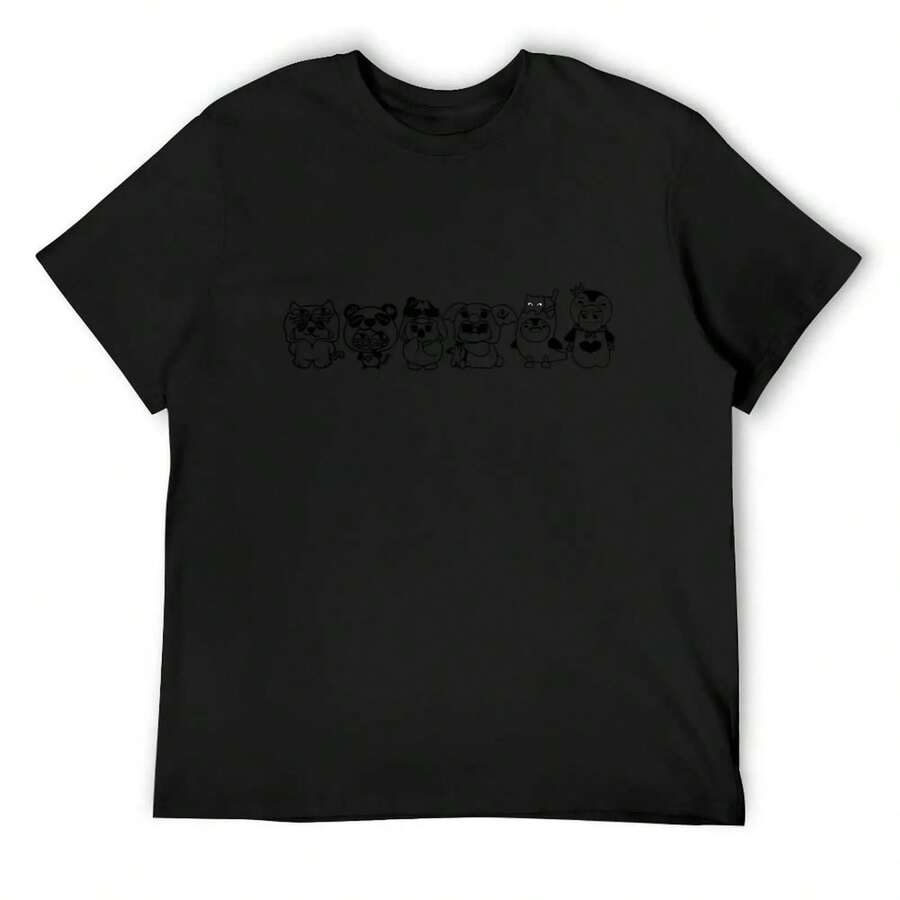 2PM Zoo Lineart T-Shirt Boys Whites Graphic T Shirts Mens Graphic T-Shirts Funny - Black - View 1