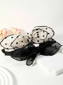 2/1 Pcs Polka Dot Bow Headband, Solid Color Elegant Fabric Headwrap Suitable For Daily Commute And Party