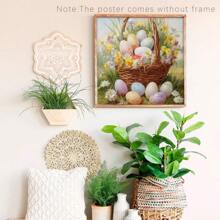 1PC Floral Easter Basket Easter Wooden Sign - Easter Canvas Wall Art - Spring Posters - Easter Print Easter Decor Vintage Farmhouse Decor Easter Egg Printable -Home Decor -Living Room, Bed Room, Hallway Decoration - Multipurpose Farmhouse Decor, Holiday Home Wall Art Gifts Birthday Graduation