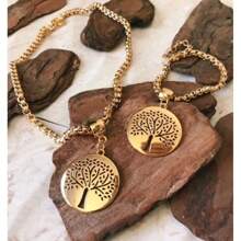 Necklace Cord And Bracelet Link Portuguese Old Coin Tree Of Life. - 金色 - 查看 3