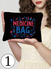 Multi Functional Canvas Zipper Medicine Bag - Charming Drug Themed Makeup Bag - Lightweight And Odorless Polyester Travel Wash Bag, Perfect Travel Organizer For Cosmetics And Stationery