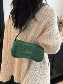 New Minimalist Small Square Bag, Unique Design Solid Color Purse Women, Vintage Shoulder Underarm Bag - Green - View 2