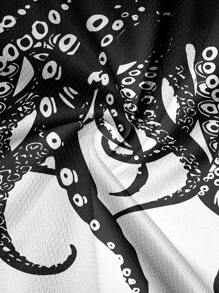 Men's Octopus Print Beach Shorts, Fashionable & Sporty Double Layer Shorts For Outdoor Wear, Spring/Summer,Hawaiian