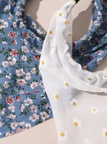 3件組女款波希米亞風花卉髮飾，花朵三角頭巾髮帶，適合日常田園風度假搭配 - 彩色 - 查看 4