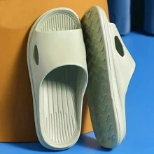 Men's Summer Home Indoor Slippers, Soft Bottom Comfortable EVA Material, Solid Color, Open Toe, Casual Simple, Indoor & Outdoor Anti-Skid Anti-Odor Antibacterial Foot Care, Unisex