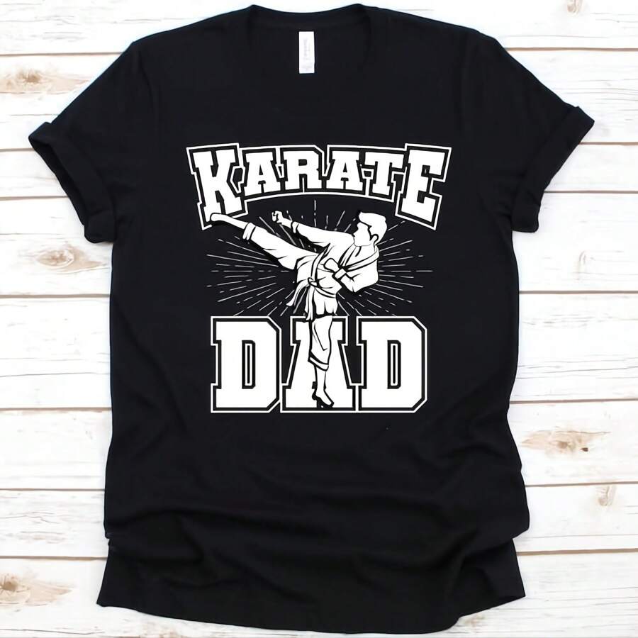 Karate Dad Shirt, Father's Day T-Shirt, Mix Martial Art Dad, Karate T-Shirt, Martial Arts, Kickboxing, Warrior, Jiujitsu Kwondo - 黑色 - 查看 1