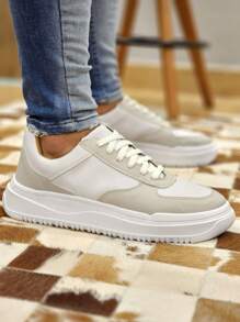 Men's Sneakers High Sole Platform Casual Minimalist Versatile - 白色 - 查看 5