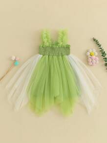 Toddler Kids Girls Dress Butterfly Embroidery Tiered Tulle Sleeveless Cami Dress Summer Casual Clothes Princess Dress - màu xanh lá - Xem 4