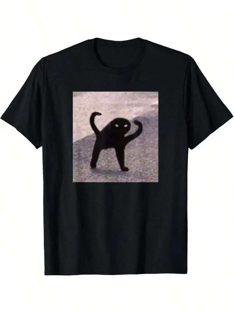 100% Cotton Cursed Cat Memes: Cursed Cat Angry As Fuk Meme Black Tee For Womens T Shirt - Vintage Shirt, Unisex Shirt, For The Youth, Soft Fabric, Breathable, Comfortable, Short-Sleeved Retro High-Quality - Black - View 1