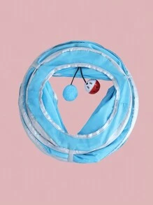 1pc Foldable Cat Tunnel With Bell Ball And Plush Ball, Self-Playing Cat Toy - Blue - View 3
