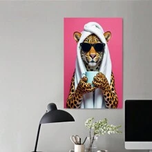 Framed-Cool Leopard In Sunglasses Canvas – Fun Animal Art,Pop Art Wall Decor, Unique Gift For Animal Lovers, Christmas, Boyfriend,Quirky Home Decor