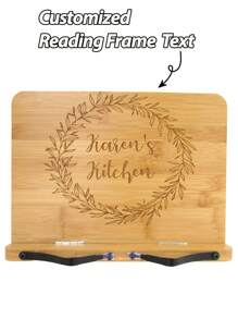 1pc Custom Text Bamboo Reading Bookshelf,Personalized Cookbook Stand - Engraved Bamboo Recipe Stand - Wooden Recipe Book Holder, School Supplies, Gifts For Kid Back To School